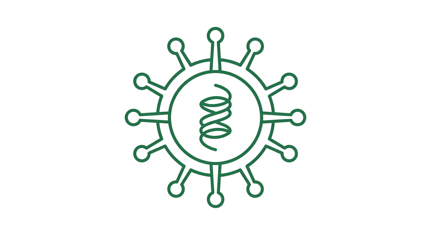 Symbolische Icon-Illustration eines Virus (Illustration, KI-generiert)