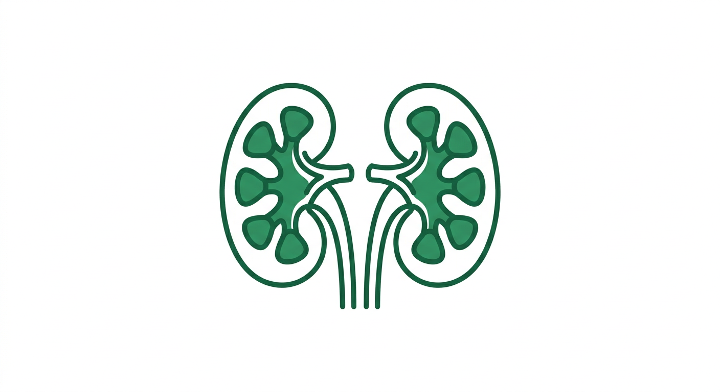 Symbolische Icon-Illustration von Nieren (Illustration, KI-generiert)