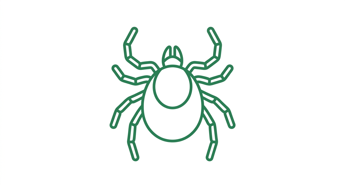 Symbolische Icon-Illustration einer Zecke (Illustration, KI-generiert)
