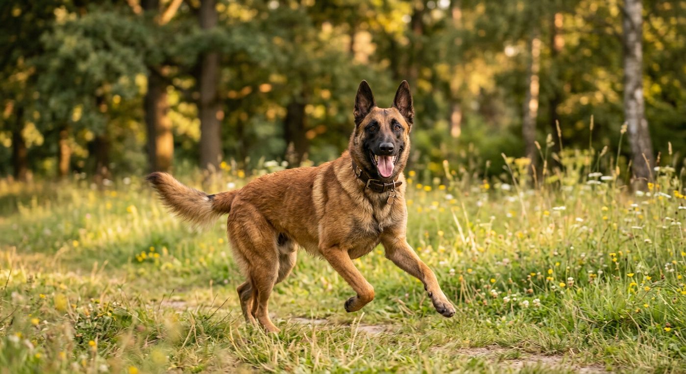 Aktiver, gesunder Belgischer Schäferhund im Freien (symbolische Fotodarstellung, KI-generiert)