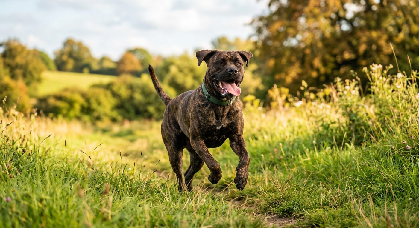 Aktiver, gesunder Cane Corso im Freien (symbolische Fotodarstellung, KI-generiert)