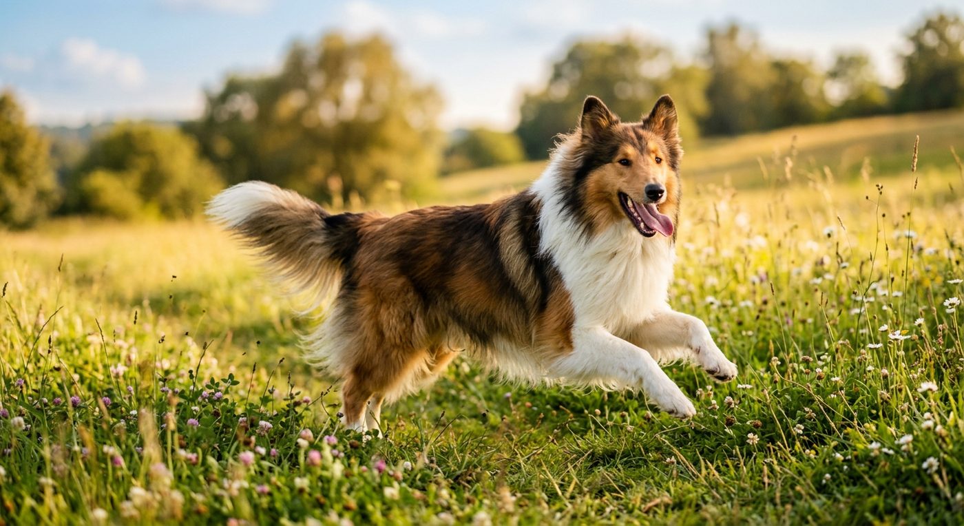 Aktiver, gesunder Collie im Freien (symbolische Fotodarstellung, KI-generiert)