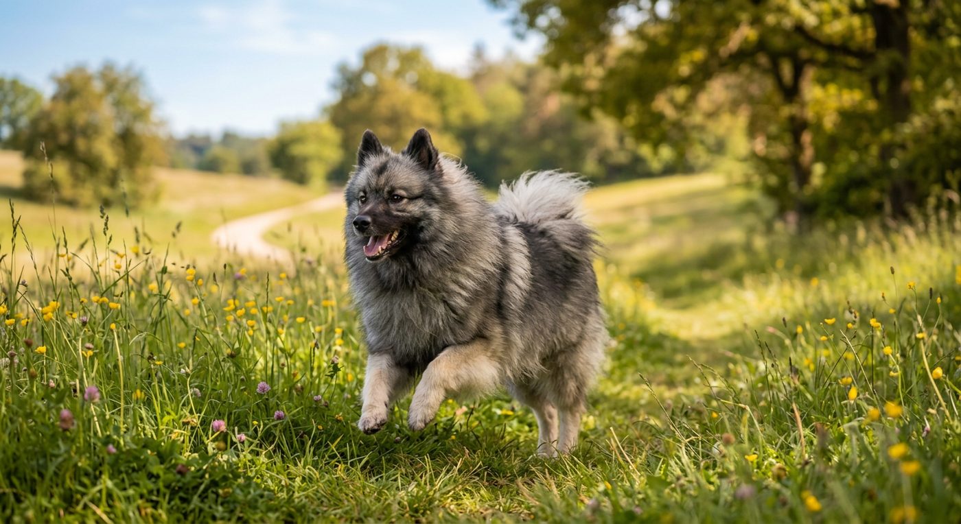 Aktiver, gesunder Deutscher Spitz im Freien (symbolische Fotodarstellung, KI-generiert)