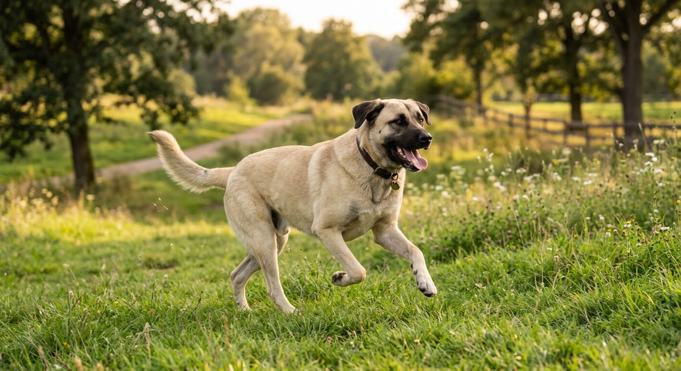 Aktiver, gesunder Kangal im Freien (symbolische Fotodarstellung, KI-generiert)