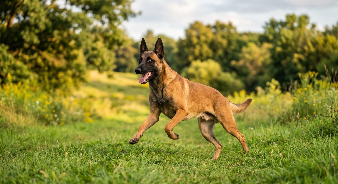 Aktiver, gesunder Malinois im Freien (symbolische Fotodarstellung, KI-generiert)