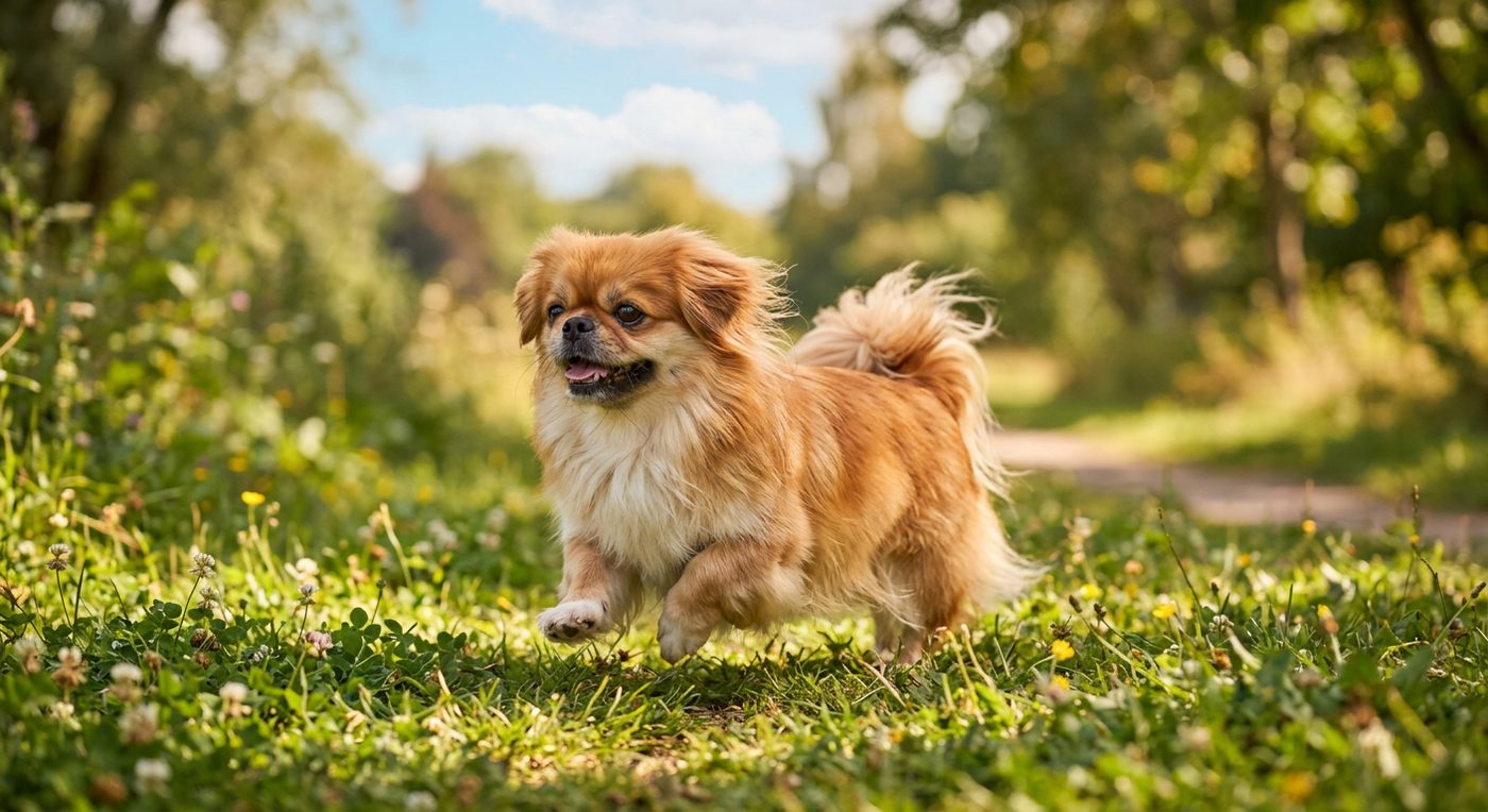 Aktiver, gesunder Pekingese im Freien (symbolische Fotodarstellung, KI-generiert)