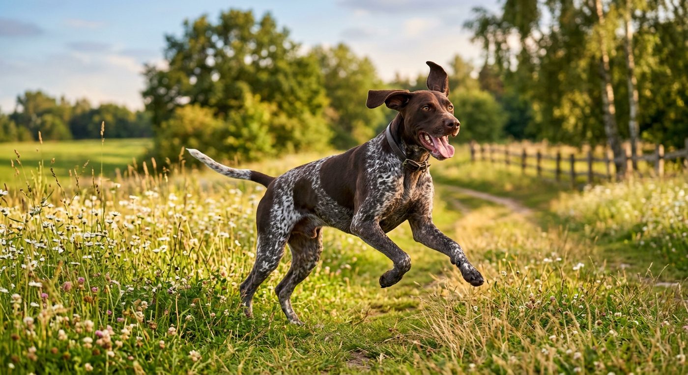 Aktiver, gesunder Pointer im Freien (symbolische Fotodarstellung, KI-generiert)